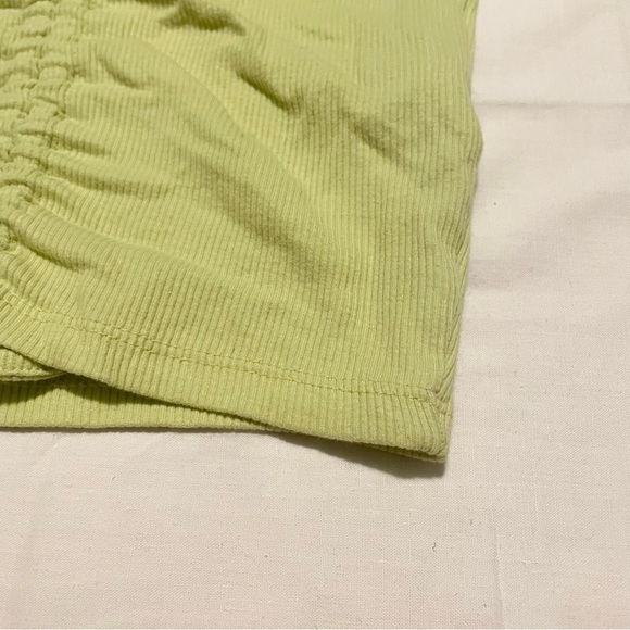 Zara Drawstring Scrunched V-Neck Cropped Ribbed T-Shirt Small - Picture 6 of 16